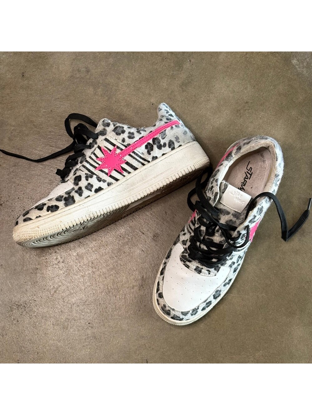Starwalk Men Sz 11 Leopard Print/Pink Star Sneakers